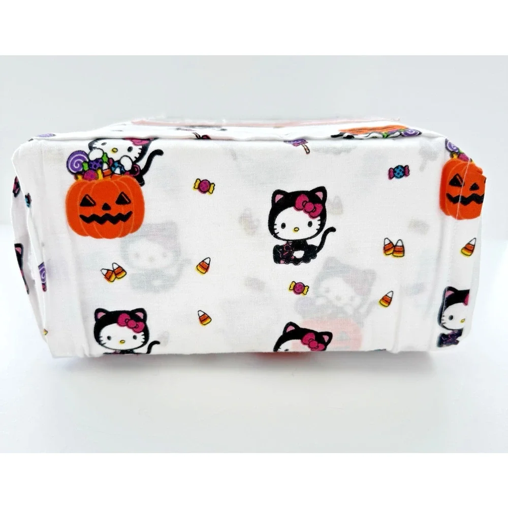 NWT Sanrio HELLO KITTY Queen Sheet Set HALLOWEEN Pumpkin Black Cat 4-PC Cotton